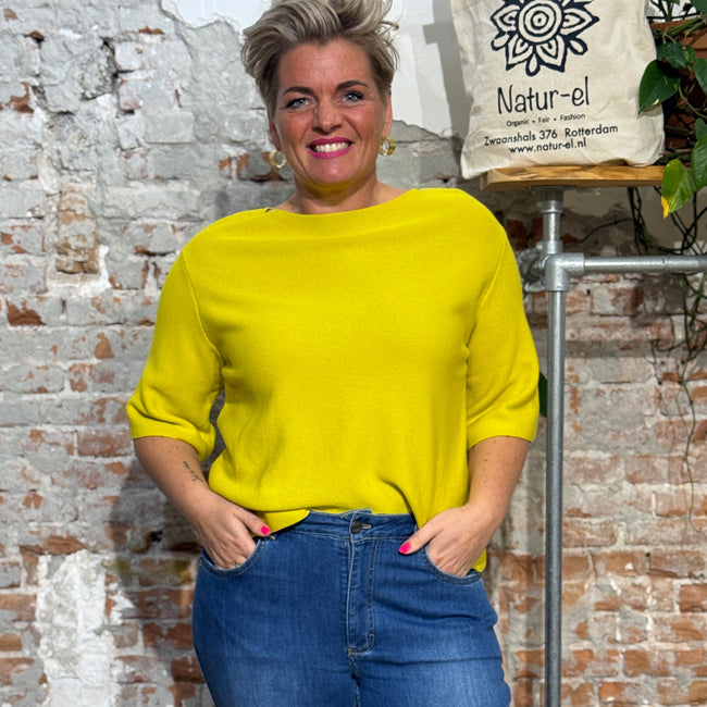 LANIUS boothals trui MATHILDE KIWI van biologisch katoen