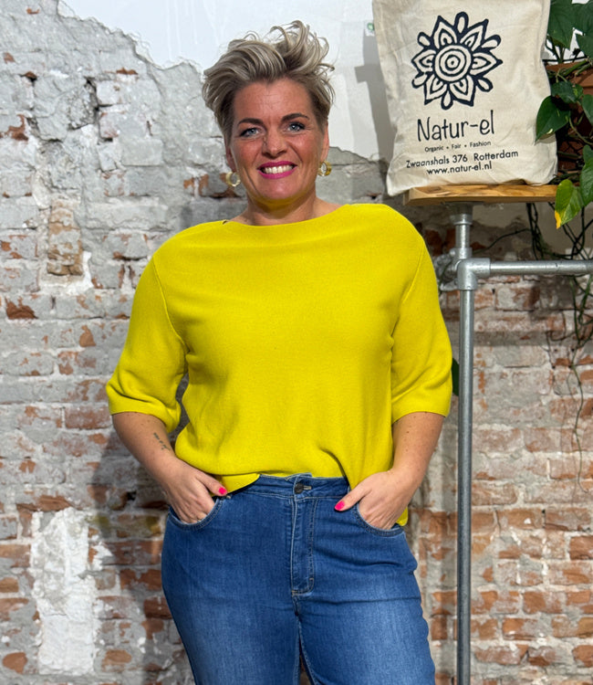 LANIUS boothals trui MATHILDE KIWI van biologisch katoen