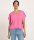 LANIUS effen v-hals blouse NORE ORCHID van tencel