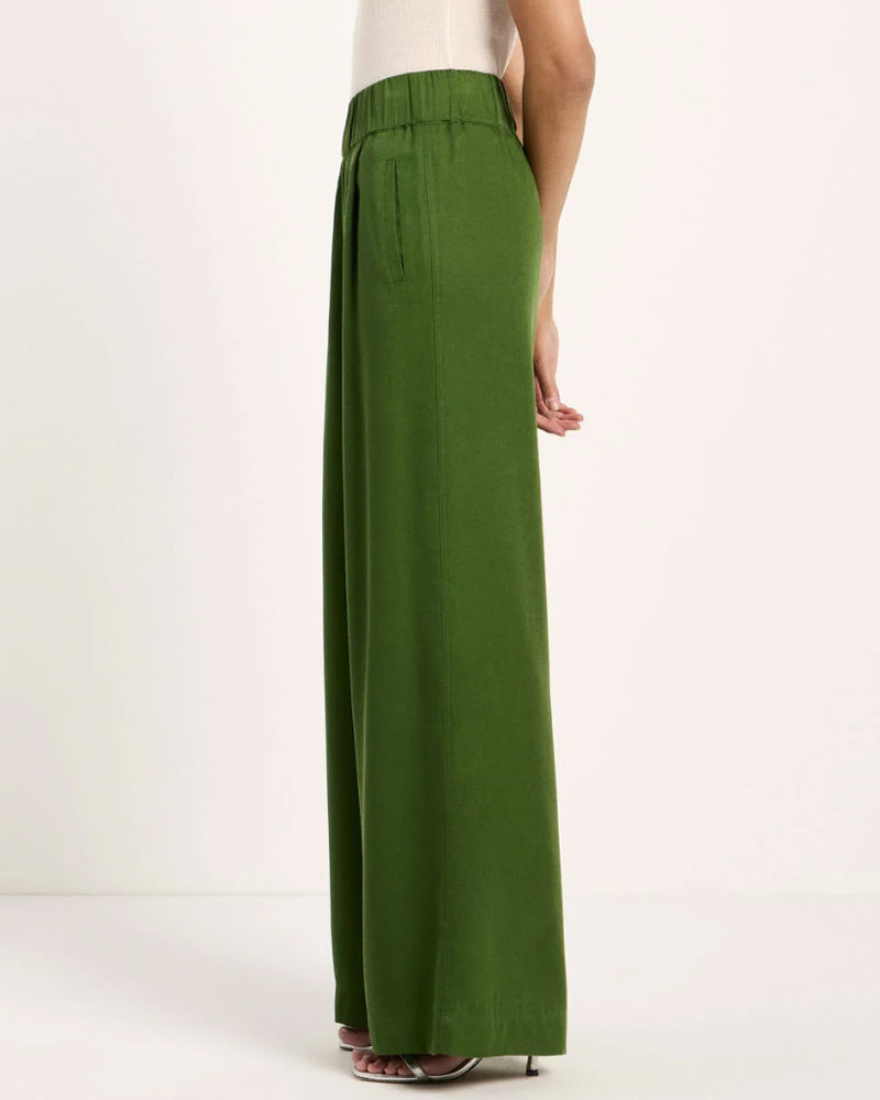 LANIUS wijde pantalon broek JOLENE GREEN van tencel