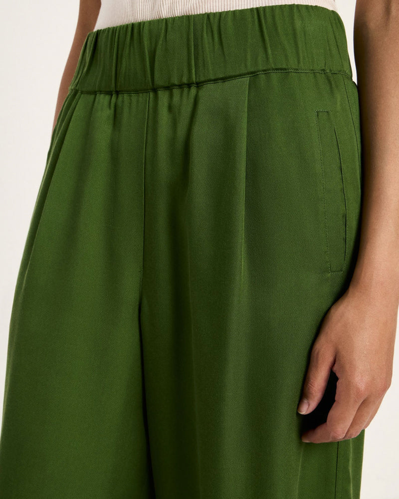 LANIUS wijde pantalon broek JOLENE GREEN van tencel