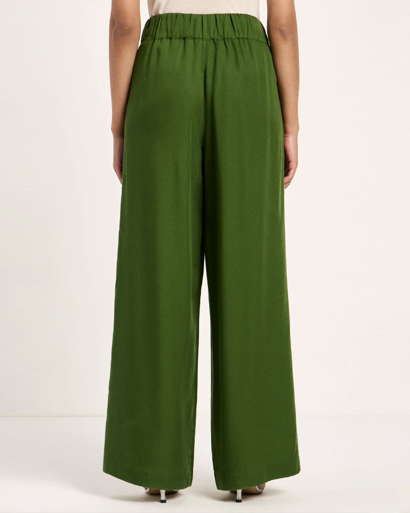 LANIUS wijde pantalon broek JOLENE GREEN van tencel