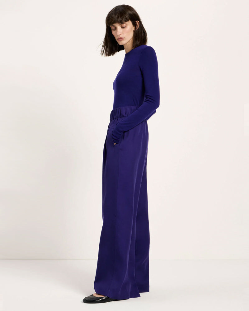 LANIUS wijde pantalon broek JOLENE VIOLET van tencel