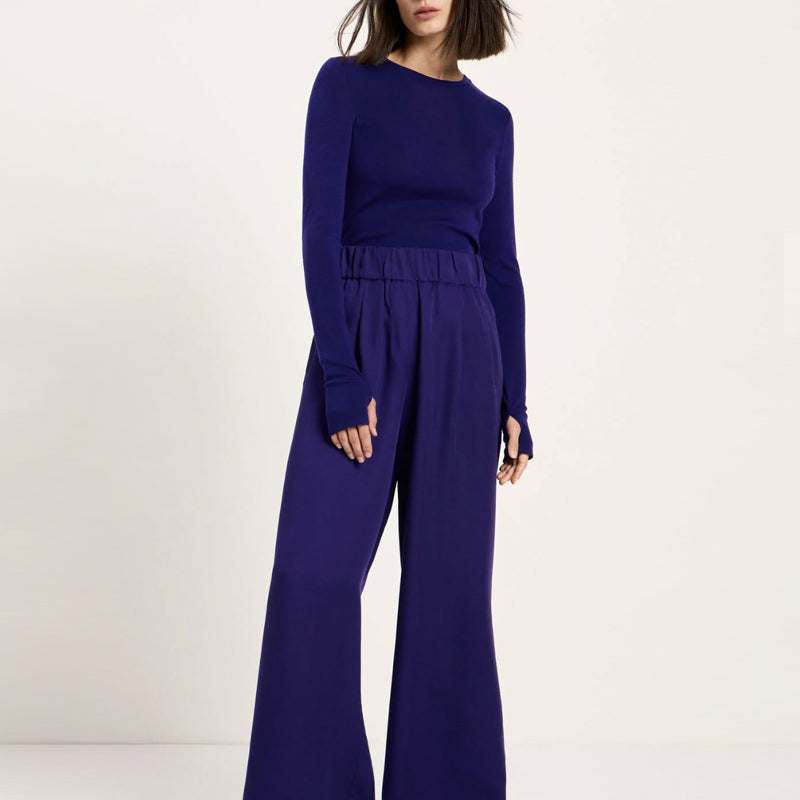 LANIUS wijde pantalon broek JOLENE VIOLET van tencel