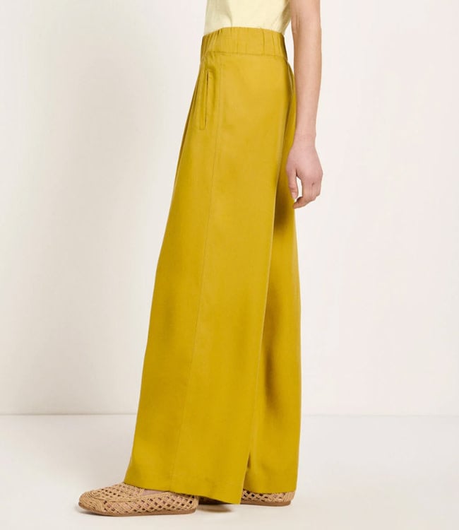 LANIUS wijde pantalon broek JOLENE KIWI van tencel