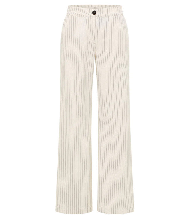 LANIUS gestreepte pantalon ISA BLACK WHITE  biologisch katoen