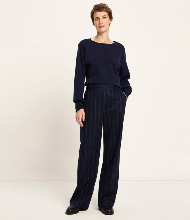 LANIUS wollen pantalon ALINA BLUE gestreept