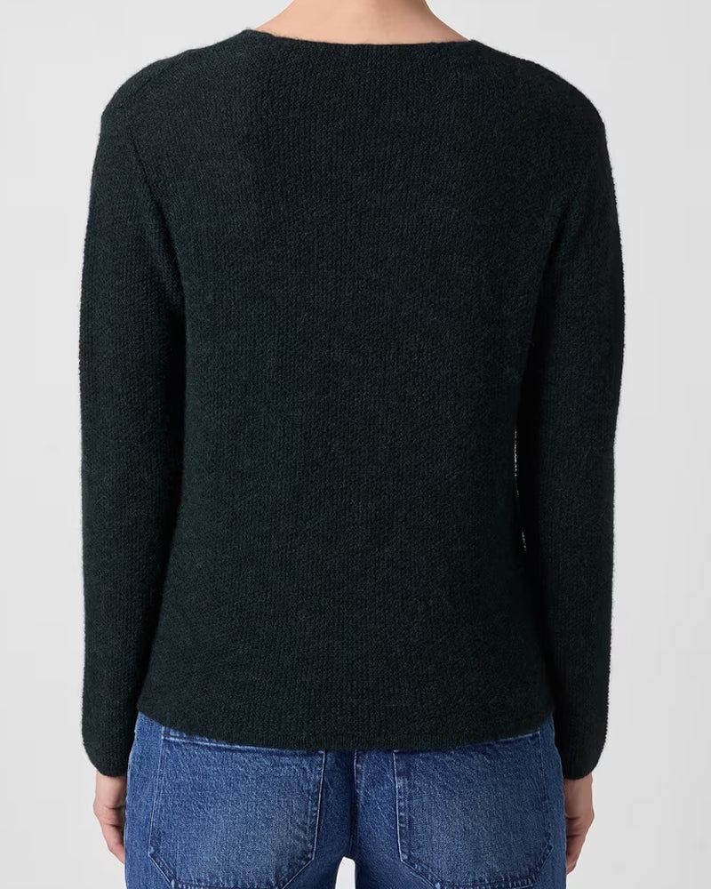 LES RACINES DU CIEL 100% baby alpaca trui met v-hals ILOE GREEN