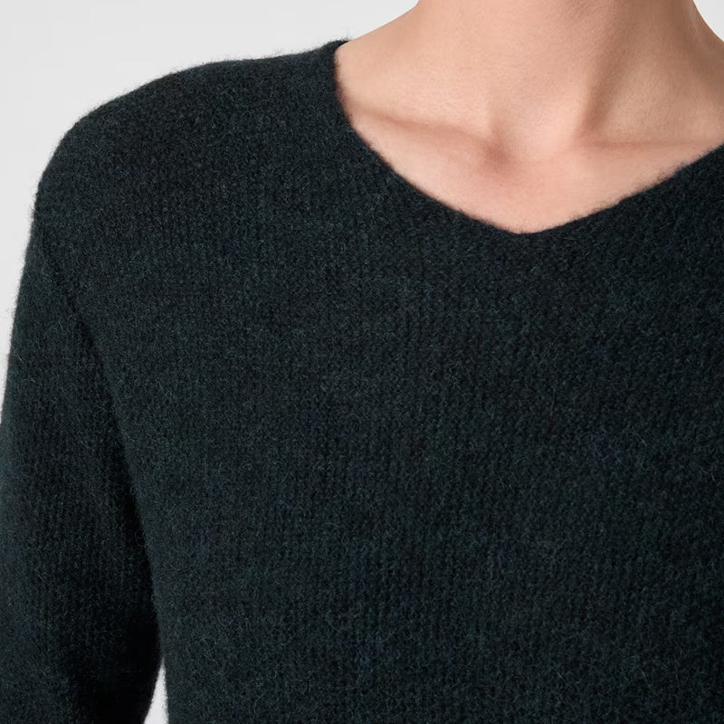 LES RACINES DU CIEL 100% baby alpaca trui met v-hals ILOE GREEN