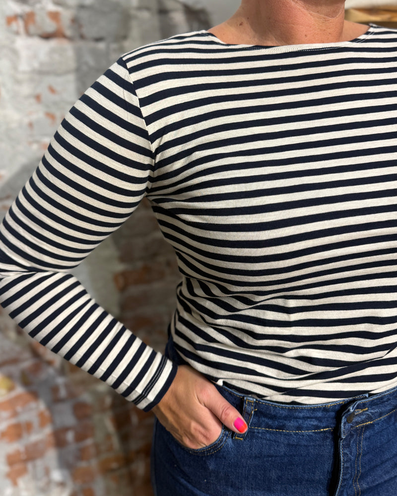 LIVING CRAFTS striped boat neck shirt SIEN INK organic cotton