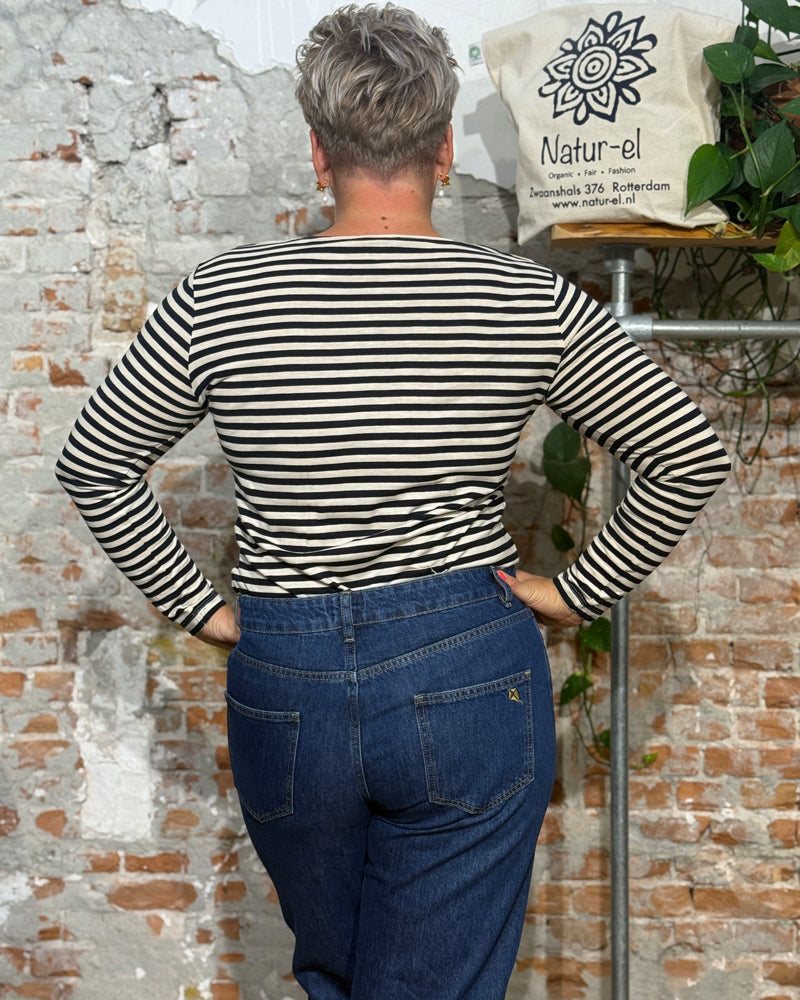 LIVING CRAFTS striped boat neck shirt SIEN INK organic cotton