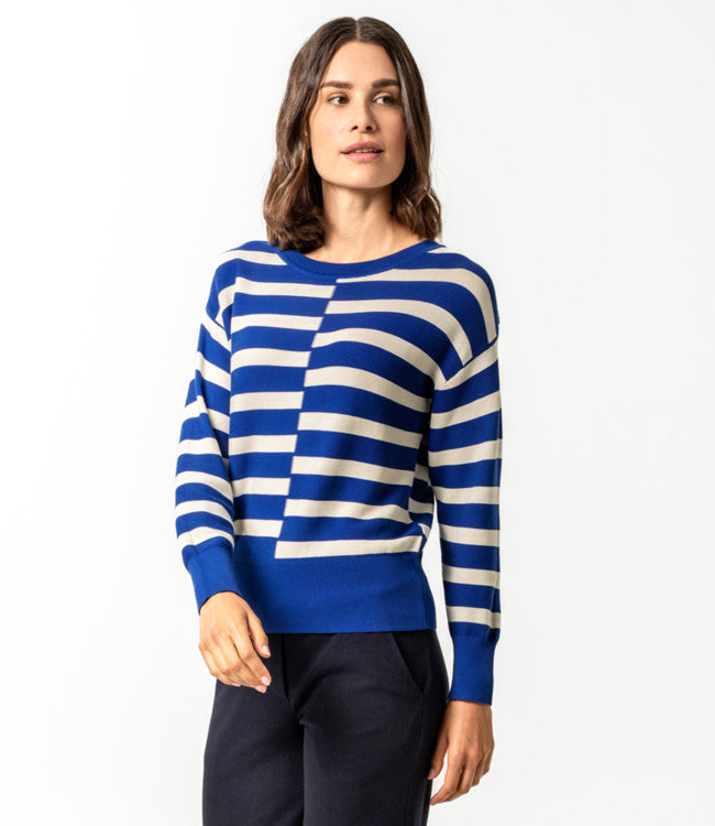LIVING CRAFTS gestreepte trui MALIKA BLUE biologisch katoen