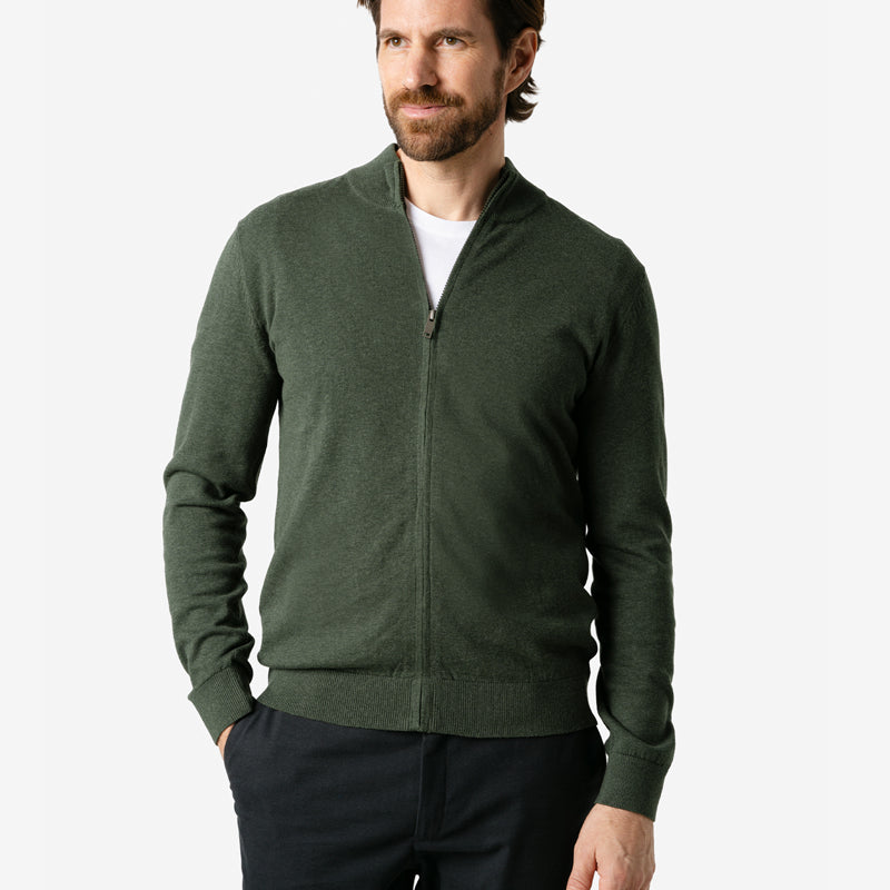 LIVING CRAFTS Herren Strickjacke mit Reißverschluss PAVO GREY Bio-Baumwolle