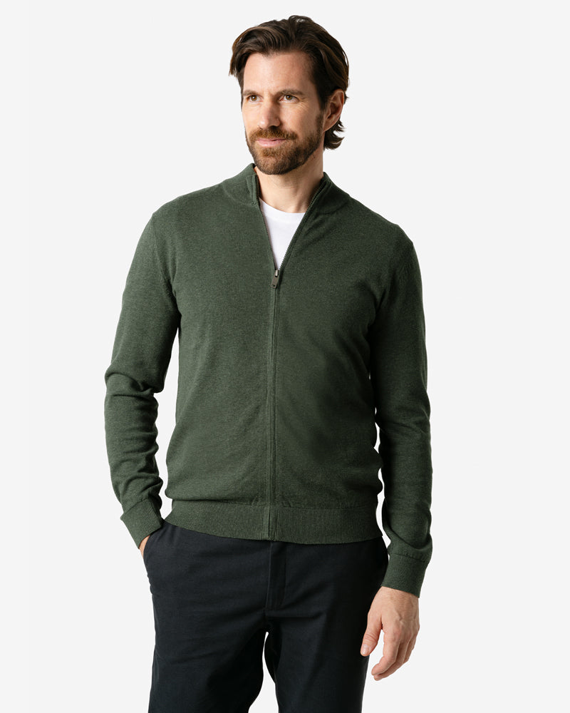 LIVING CRAFTS Herren Strickjacke mit Reißverschluss PAVO GREY Bio-Baumwolle