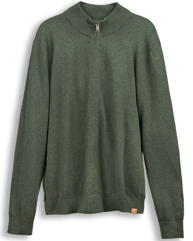 LIVING CRAFTS Herren Strickjacke mit Reißverschluss PAVO GREY Bio-Baumwolle