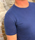 LIVING CRAFTS Linnen t-shirt met ronde hals NAVY