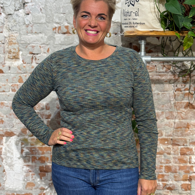 LIVING CRAFTS mottled long-sleeved shirt PRIS MULTI organic cotton