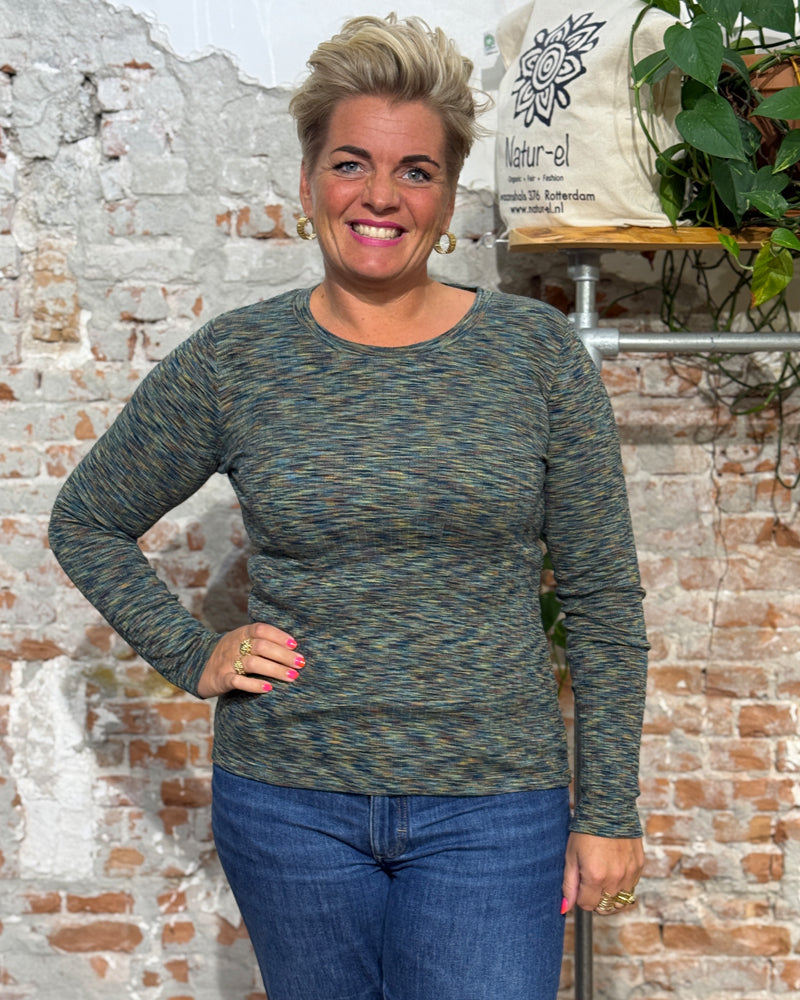 LIVING CRAFTS mottled long-sleeved shirt PRIS MULTI organic cotton