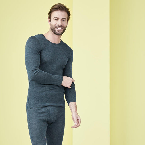 LIVING CRAFTS wol zijde longjohn heren legging PETROL
