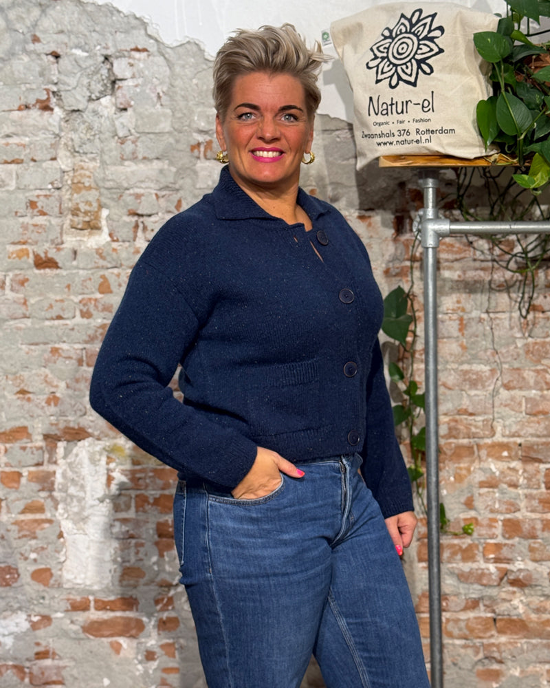 LIVING CRAFTS wollen vest met kraag FIEKE INK biologische wol