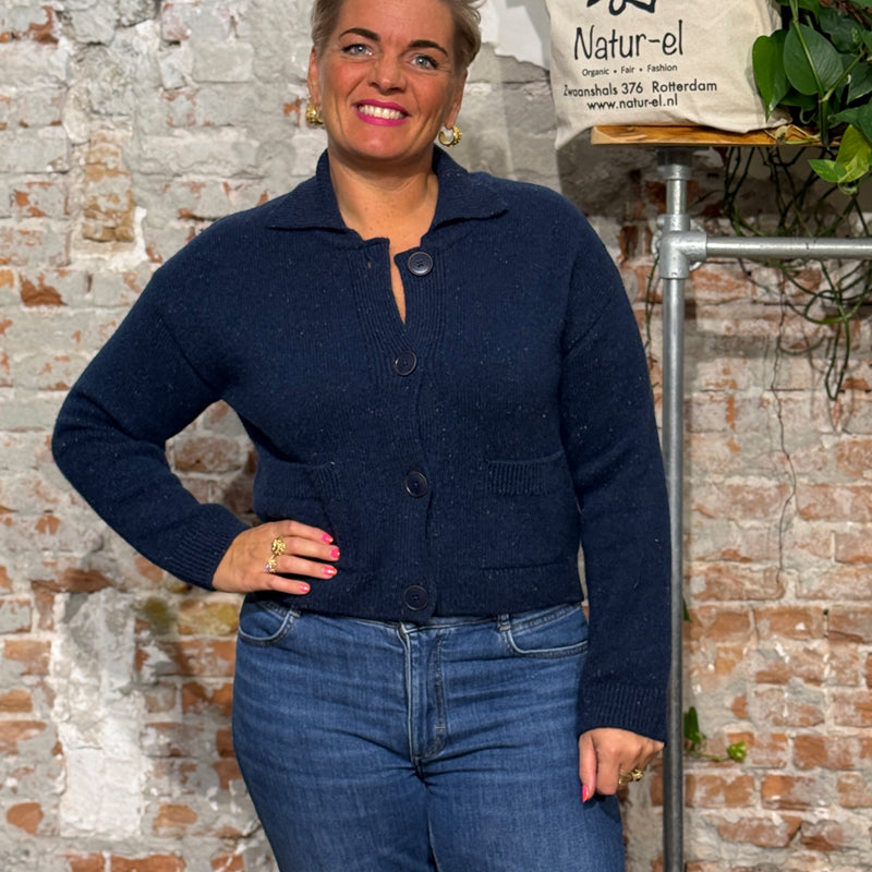 LIVING CRAFTS wollen vest met kraag FIEKE INK biologische wol