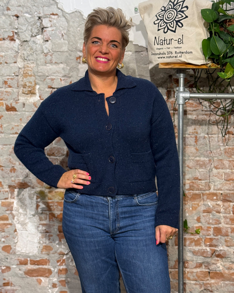 LIVING CRAFTS wollen vest met kraag FIEKE INK biologische wol