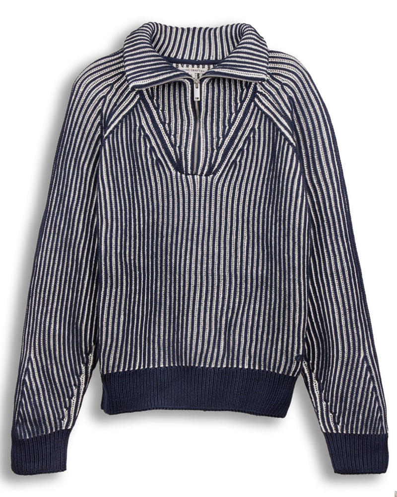 LIVING CRAFTS gestreifter Pullover MALIKA BLUE Bio-Baumwolle