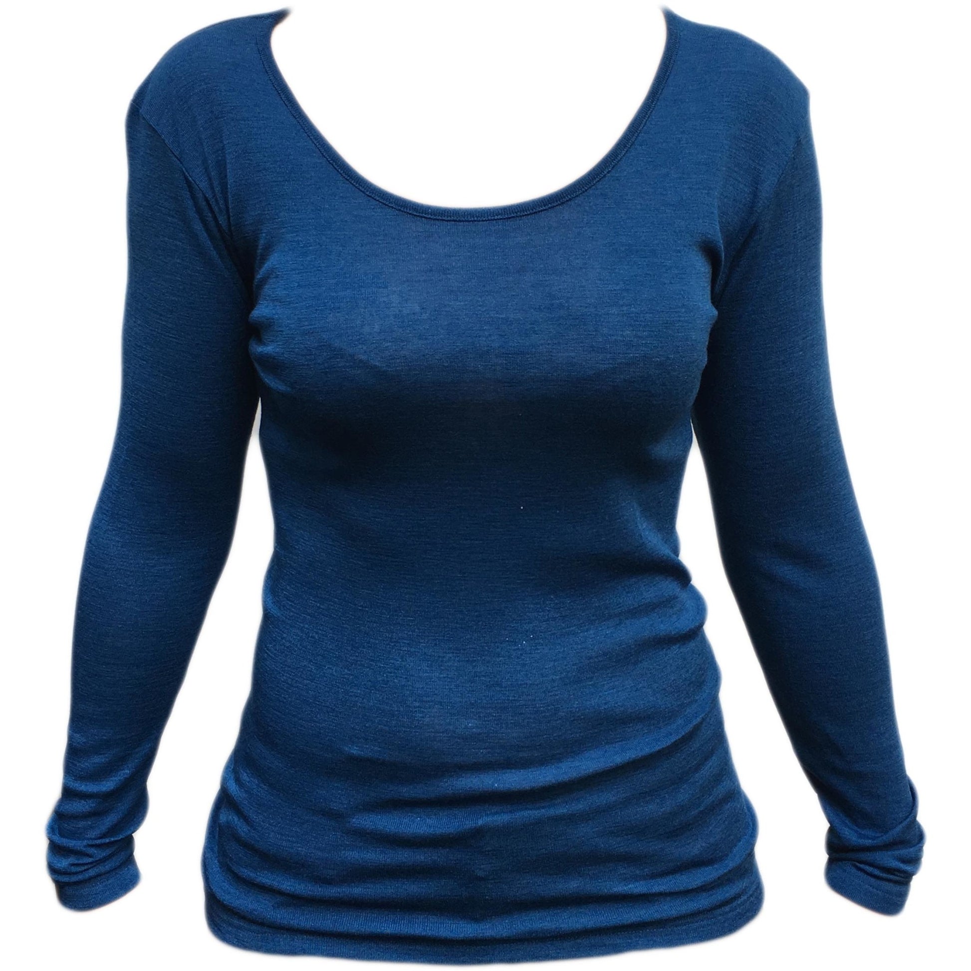 HOCOSA longsleeve van biologische wol zijde dames BLAUW