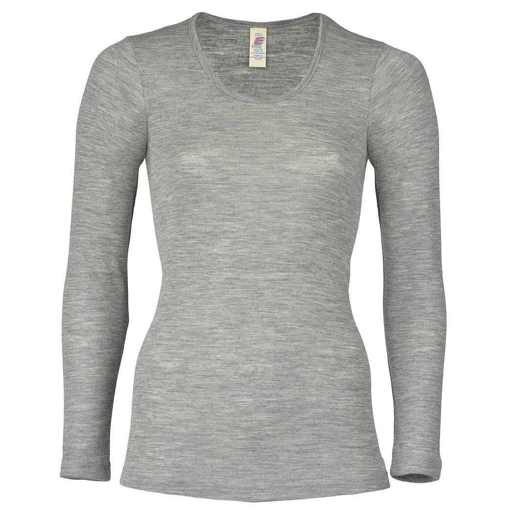 Engel Natur Wol zijde longsleeve dames GRIJS wollen ondergoed