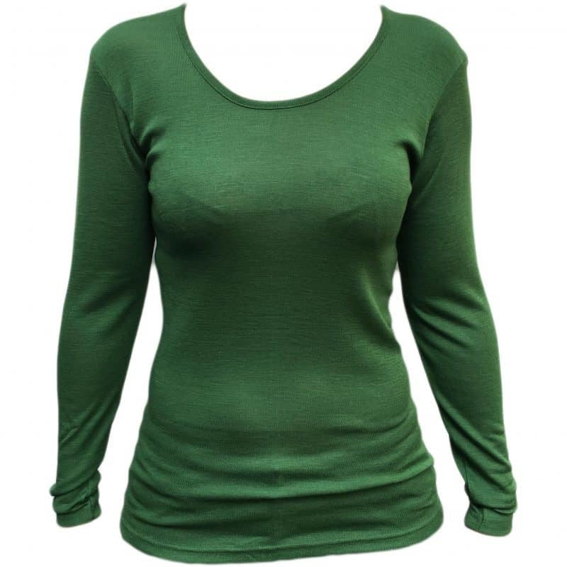 HOCOSA longsleeve van biologische wol zijde dames GROEN
