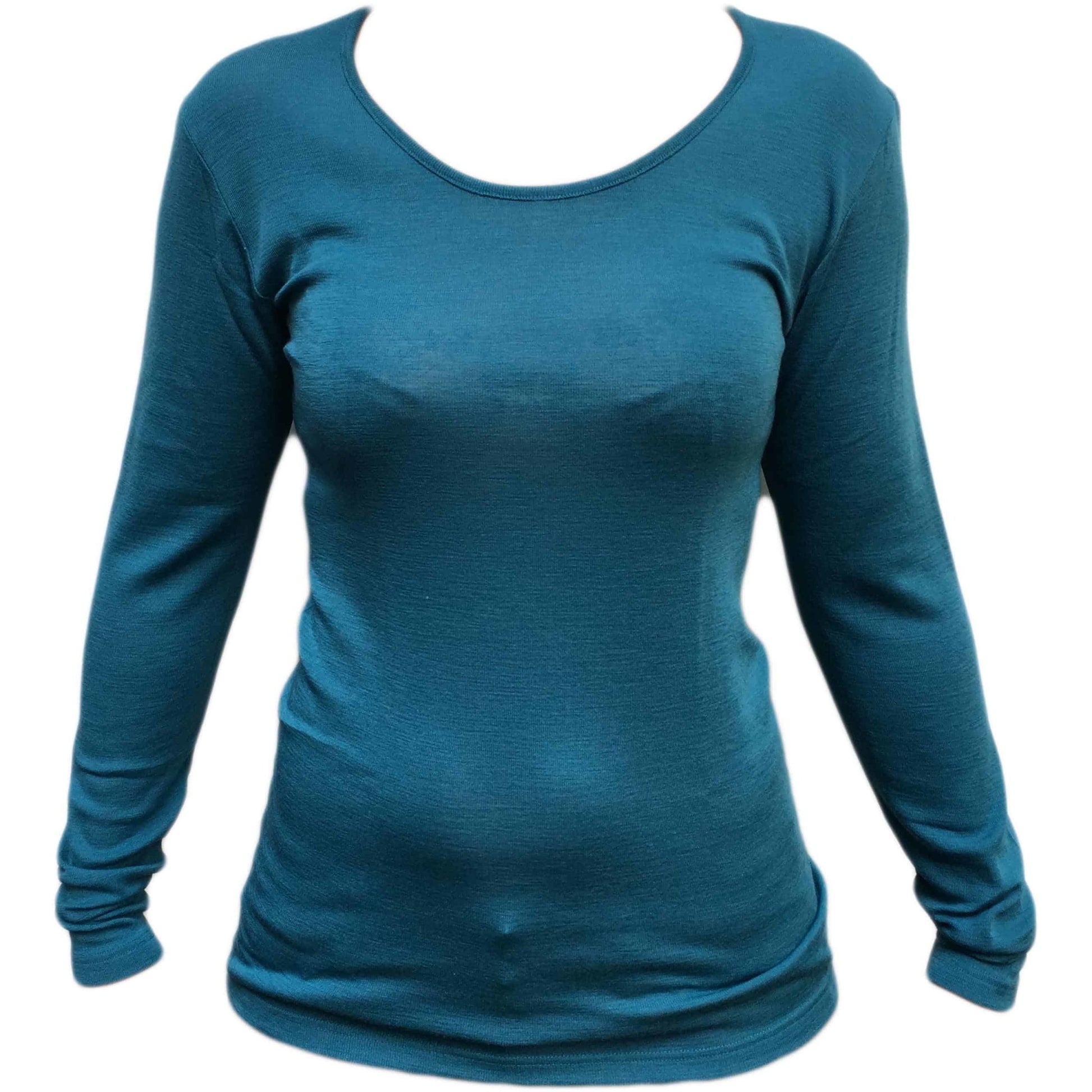 HOCOSA longsleeve van biologische wol zijde dames ZEEBLAUW