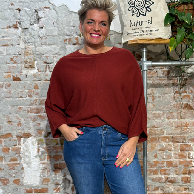 MADNESS batwing trui SOFIE RED biokatoen tencel