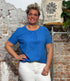 MADNESS blouse met plooi DOBBY BLUE biologisch katoen
