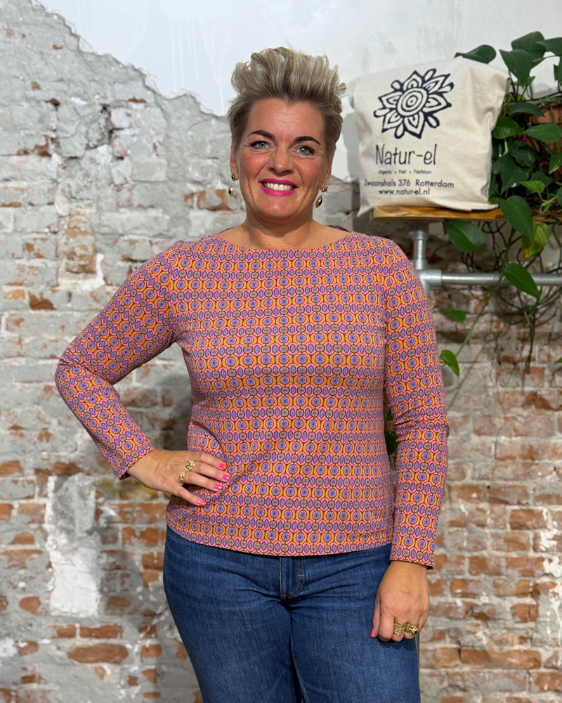 MADNESS boothals shirt TILE CARAMEL biologisch katoen