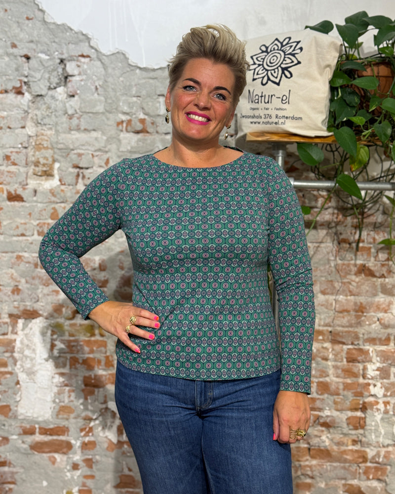 MADNESS boothals shirt TILE GREEN biologisch katoen