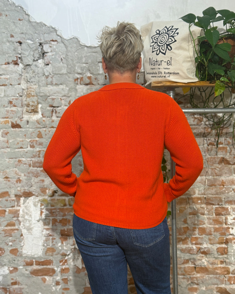 MADNESS vest met polokraag LOTTE RED biologisch katoen