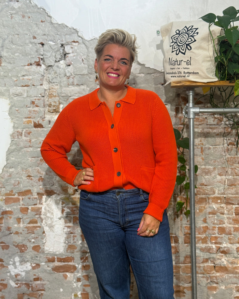 MADNESS vest met polokraag LOTTE RED biologisch katoen