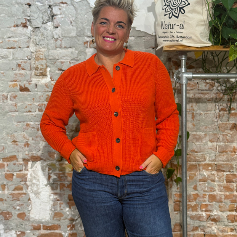 MADNESS vest met polokraag LOTTE RED biologisch katoen