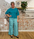 MADNES broek MARIE TEAL van linnen en biokatoen