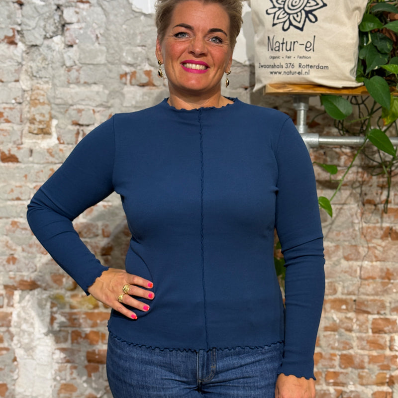 MADNESS effen shirt OVERLOCK BLUE biologisch katoen