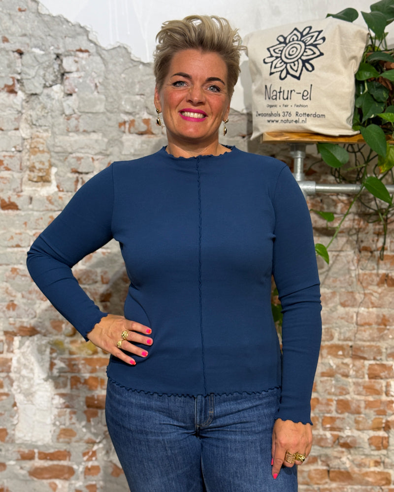MADNESS effen shirt OVERLOCK BLUE biologisch katoen