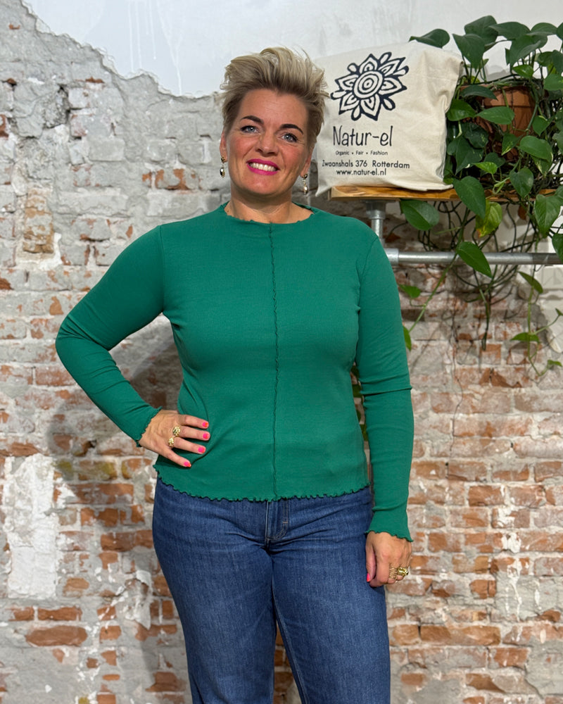MADNESS effen shirt OVERLOCK GREEN biologisch katoen