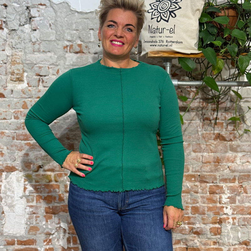 MADNESS effen shirt OVERLOCK GREEN biologisch katoen