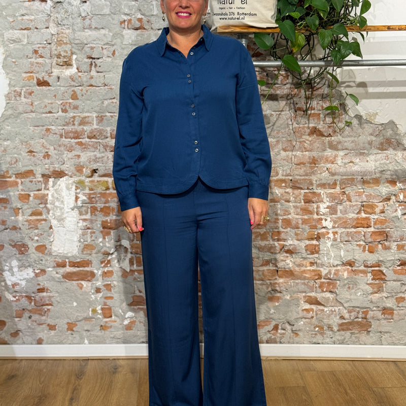 MADNESS broek met biezen HILKE BLUE van ecovero en wol