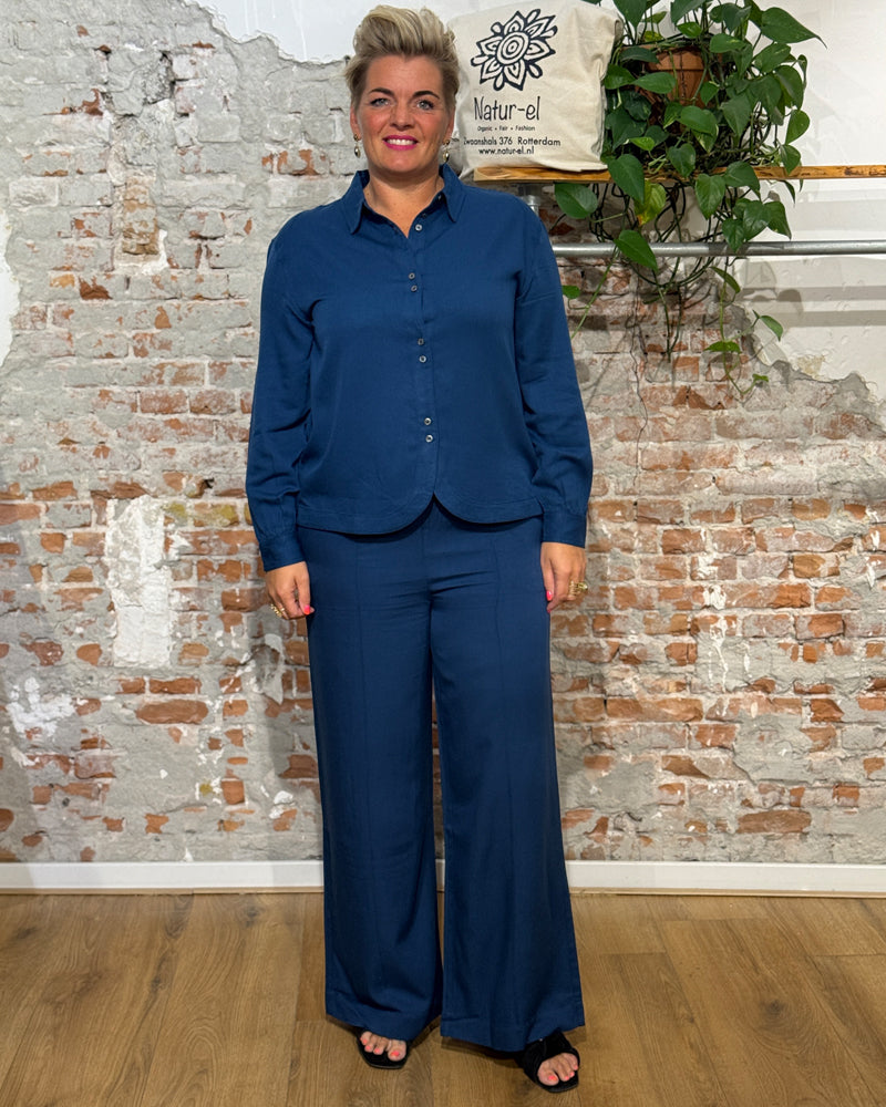 MADNESS broek met biezen HILKE BLUE van ecovero en wol