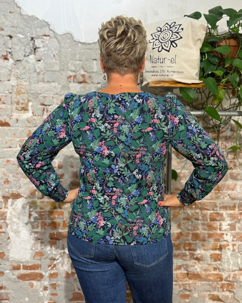 MADNESS pofmouwen shirt JIVA MIDNIGHT FOREST biologisch katoen