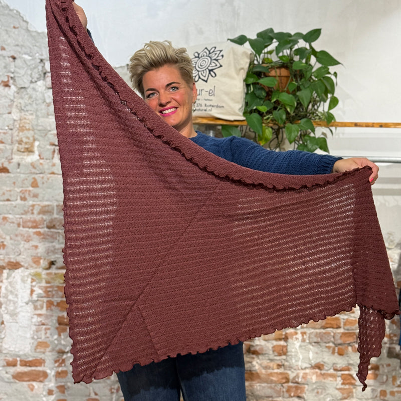 MADNESS wollen AJOUR SJAAL stola pure merino wol ROOD