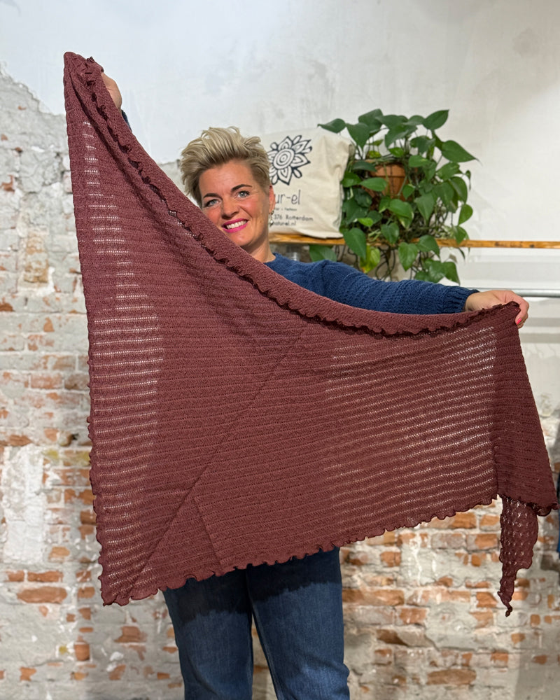 MADNESS wollen AJOUR SJAAL stola pure merino wol ROOD