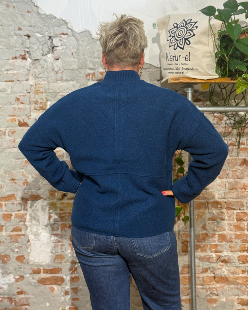 MADNESS vest jas IRIS DARK BLUE van gekookte wol