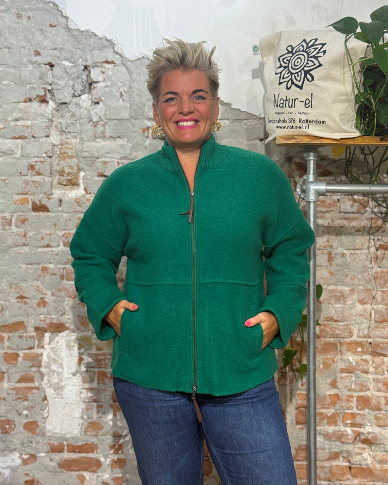 MADNESS vest jas IRIS GREEN van gekookte wol